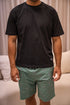Men summer pajama set Black T-shirt + Green Dog Short